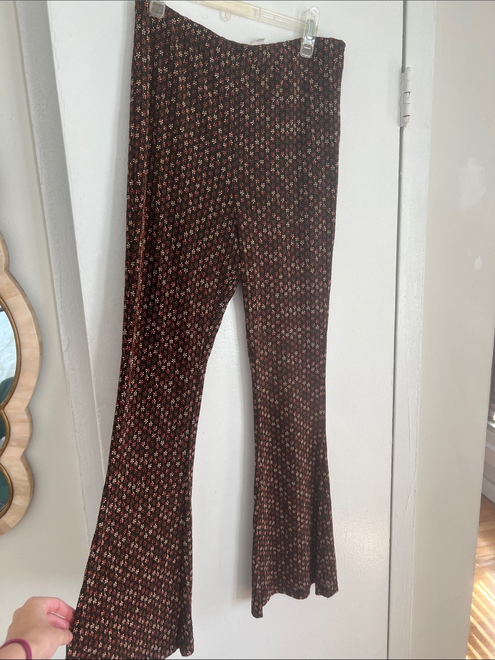 Free People Floral Embroidered Flared Bottoms size L